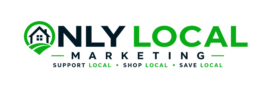 Only Local Marketing LLC horizontal logo with Support Local, Shop Local, Save Local tagline